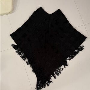 Hayden Black Textured Poncho OS